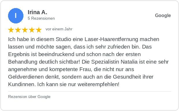 Google-Rezension von Irina A.